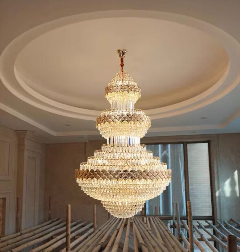 Extra Large Multi-layers Gold Luxury Crystal Chandelier Modern Empire Decrative Crystal Light