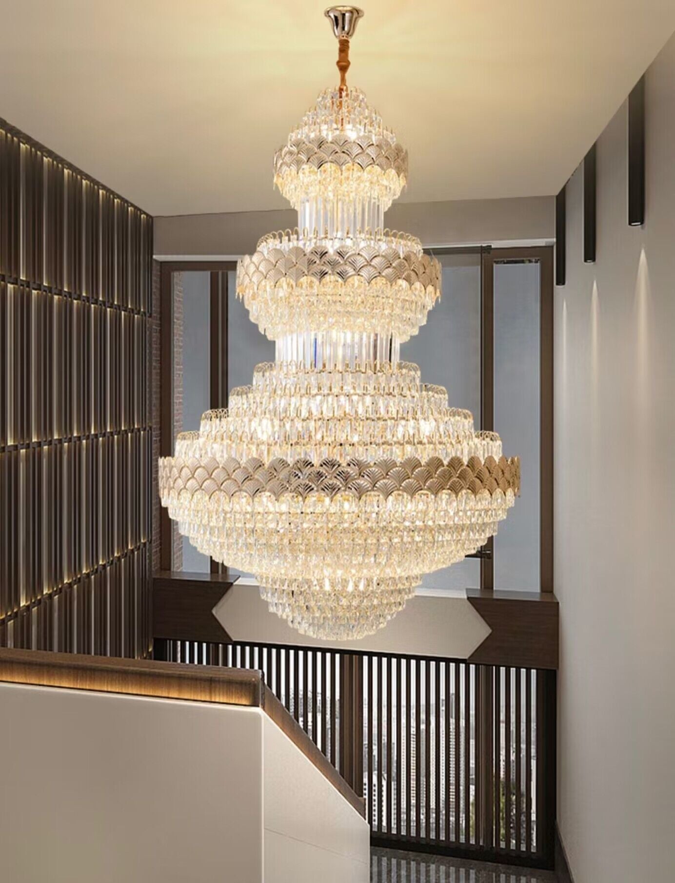 Extra Large Multi-layers Gold Luxury Crystal Chandelier Modern Empire Decrative Crystal Light For Living Room/Foyer/Staircase