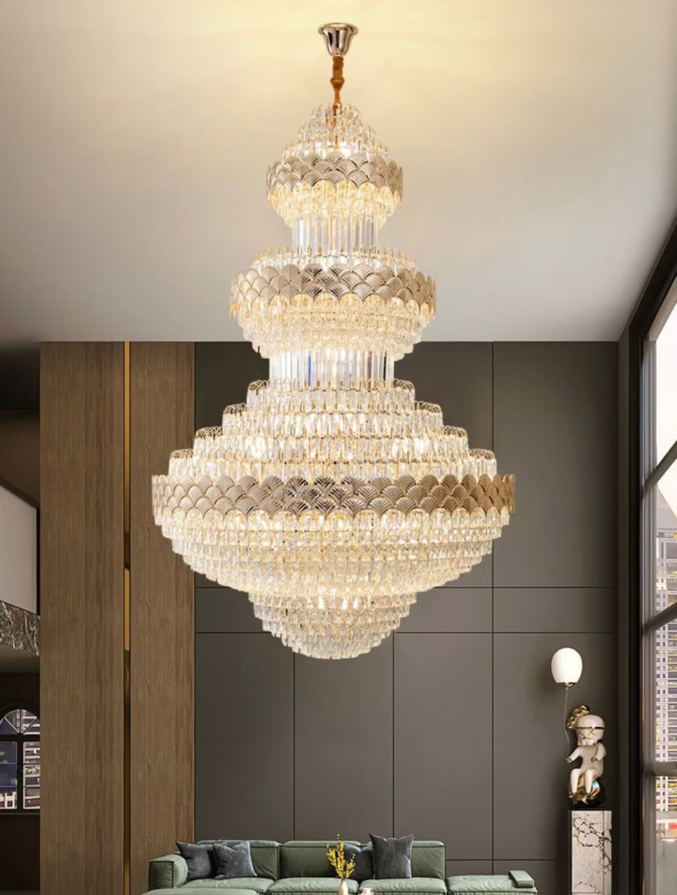 Extra Large Multi-layers Gold Luxury Crystal Chandelier Modern Empire Decrative Crystal Light For Living Room/Foyer/Staircase