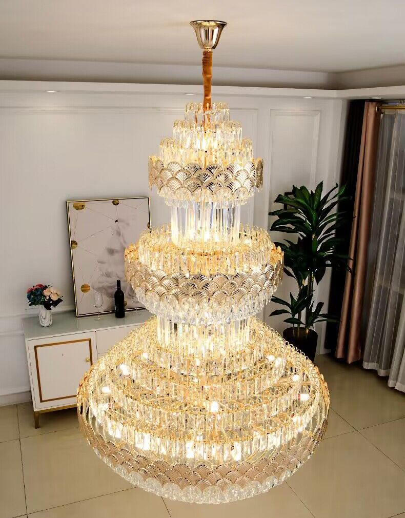 Extra Large Multi-layers Gold Luxury Crystal Chandelier Modern Empire Decrative Crystal Light For Living Room/Foyer/Staircase