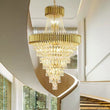 lUXURY modern black/gold crystal chandelier multi-layer foyer,staircase light fixture