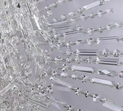 Oversized Art Designer Silver Crystal Long Ceiling Column Waterfall Chandelier