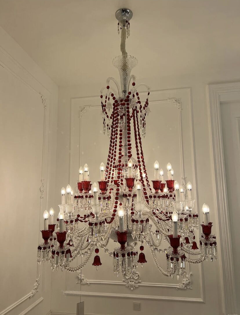 European-style Luxury Colorful Candle Crystal Oversized Chandelier Art Branch Designer Foyer/Staircase Light Fixture