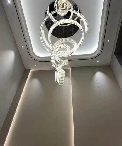 Designer Foyer Living Room Ceiling Light Fixture Stylish Spiral Crystal Chandelier