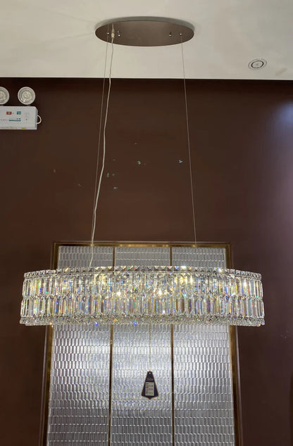 Modern Silver Ceiling Round/Rectangle Crystal Chandelier Set for Living Room/Dining Room/ Bedroom Decorative Light Fixture