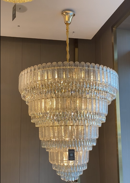 Oversized Multi-layers Luxury Gold Crystal Chandelier For Large Foyer/Hallway/Entryway