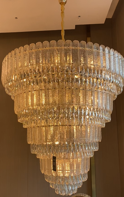 Oversized Multi-layers Luxury Gold Crystal Chandelier For Large Foyer/Hallway/Entryway