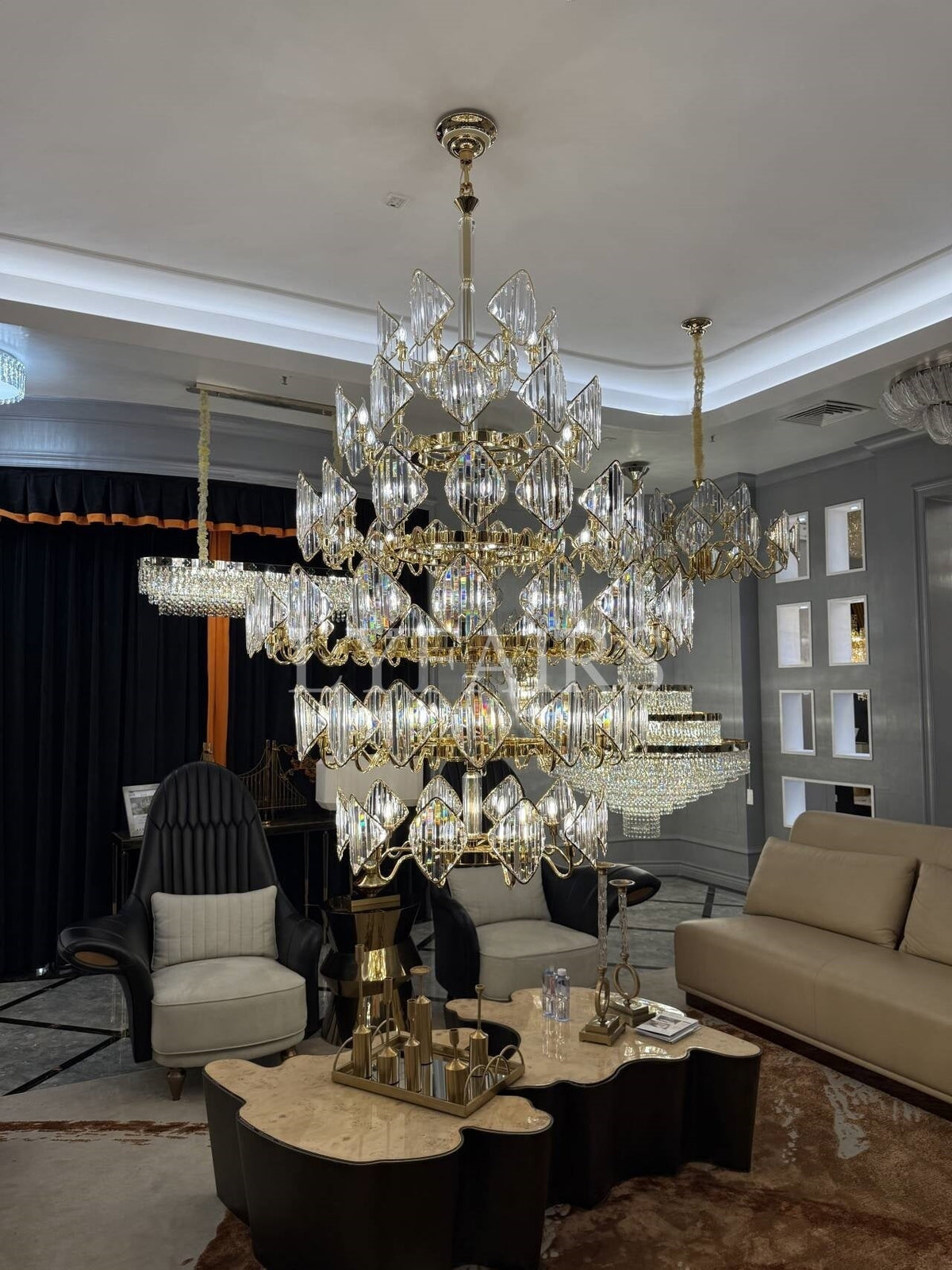 Luxury Multi-Layered Rhombic Crystal Chip Crystal Chandelier Series