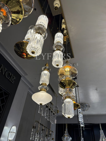 Mid-Century Vintage Suspended Glass Chandelier