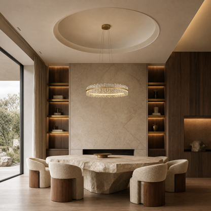 Brushed Gold Glass Fringe Modern Chandelier