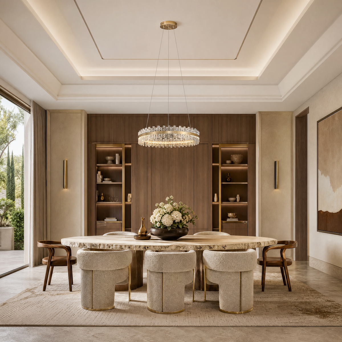 Brushed Gold Glass Fringe Modern Chandelier