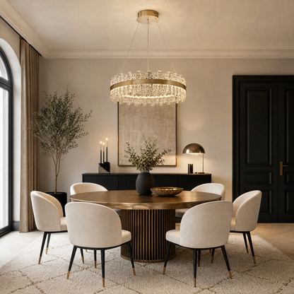 Brushed Gold Glass Fringe Modern Chandelier