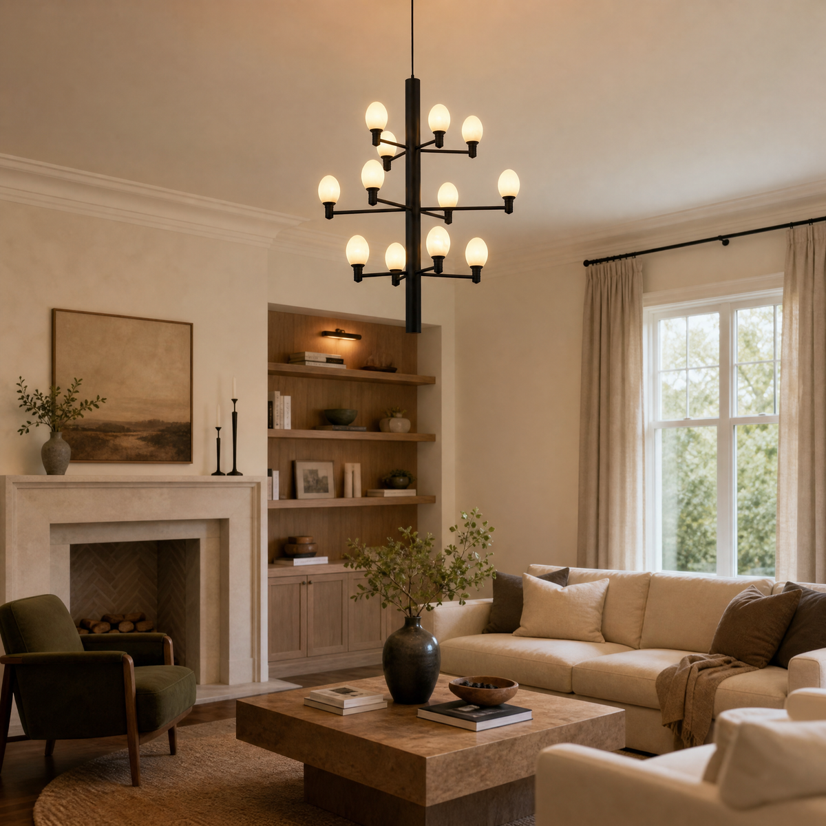 Aelis Alabaster Large Black Chandelier