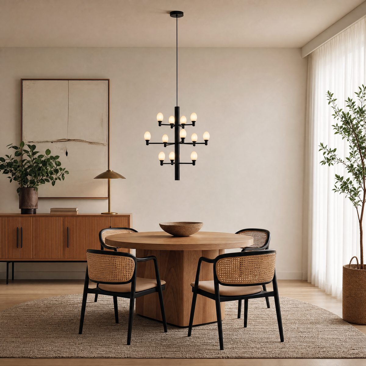 Aelis Alabaster Large Black Chandelier