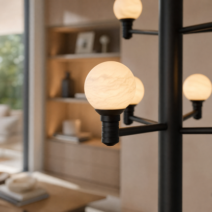 Aelis Globe Black Alabaster Chandelier