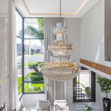 Modern Gold Foyer Extra Large Crystal Chandeliers Round Luxury Ceiling Light Fixture For Hall Entrance