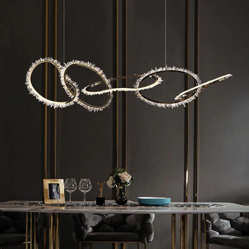 Rose Rock Crystal Chandelier Irregular Round Lamp Fixtures