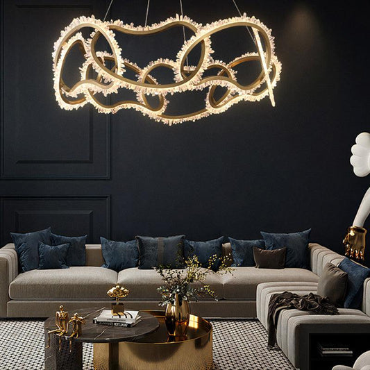 Rock Crystal Multi Ring Chandelier - valleylamps