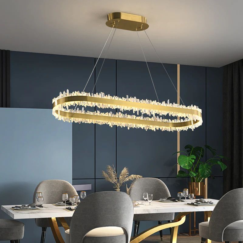 Denise Rose Rock Crystal Oval Chandelier Elegant Lighting Fixtures