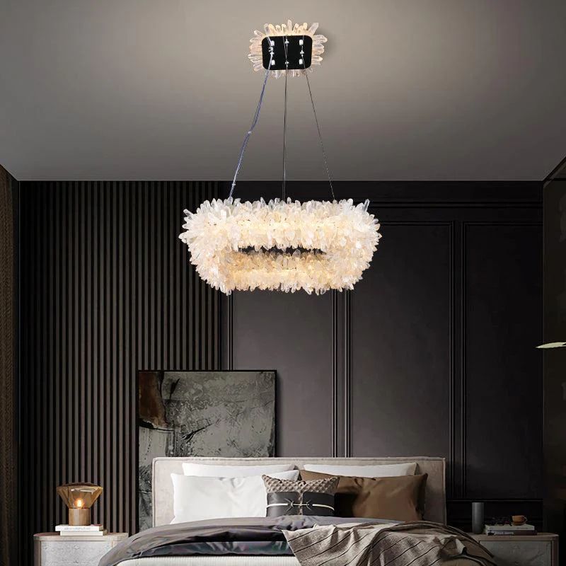 Rose Square Rock Crysta Chandelier Modern Lighting Fixture