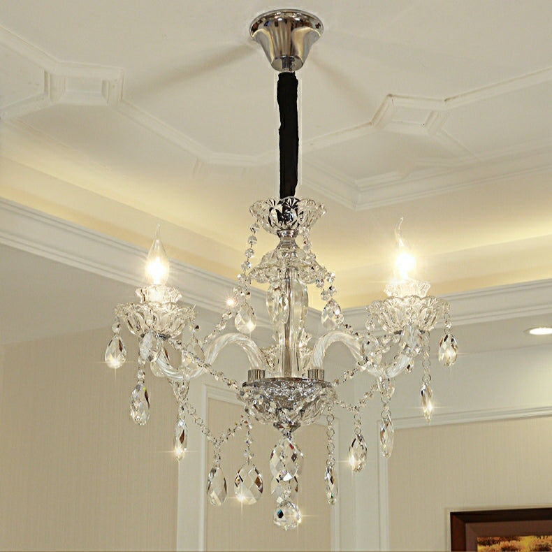 Rustic Antique European Candle Crystal Chandelier Popular Farmhouse Ceiling Light Fixture For Living Room