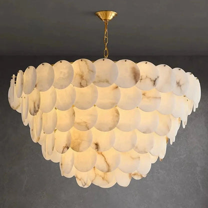 Noah Multi-Layer Natural Alabaster Round  Modern Chandelier 35''/43''