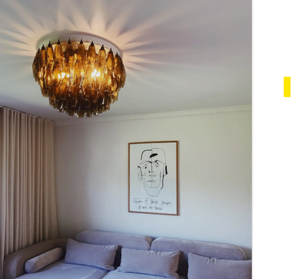 Murano Chandelier – Poliedri – 84 glasses – Dark smoked