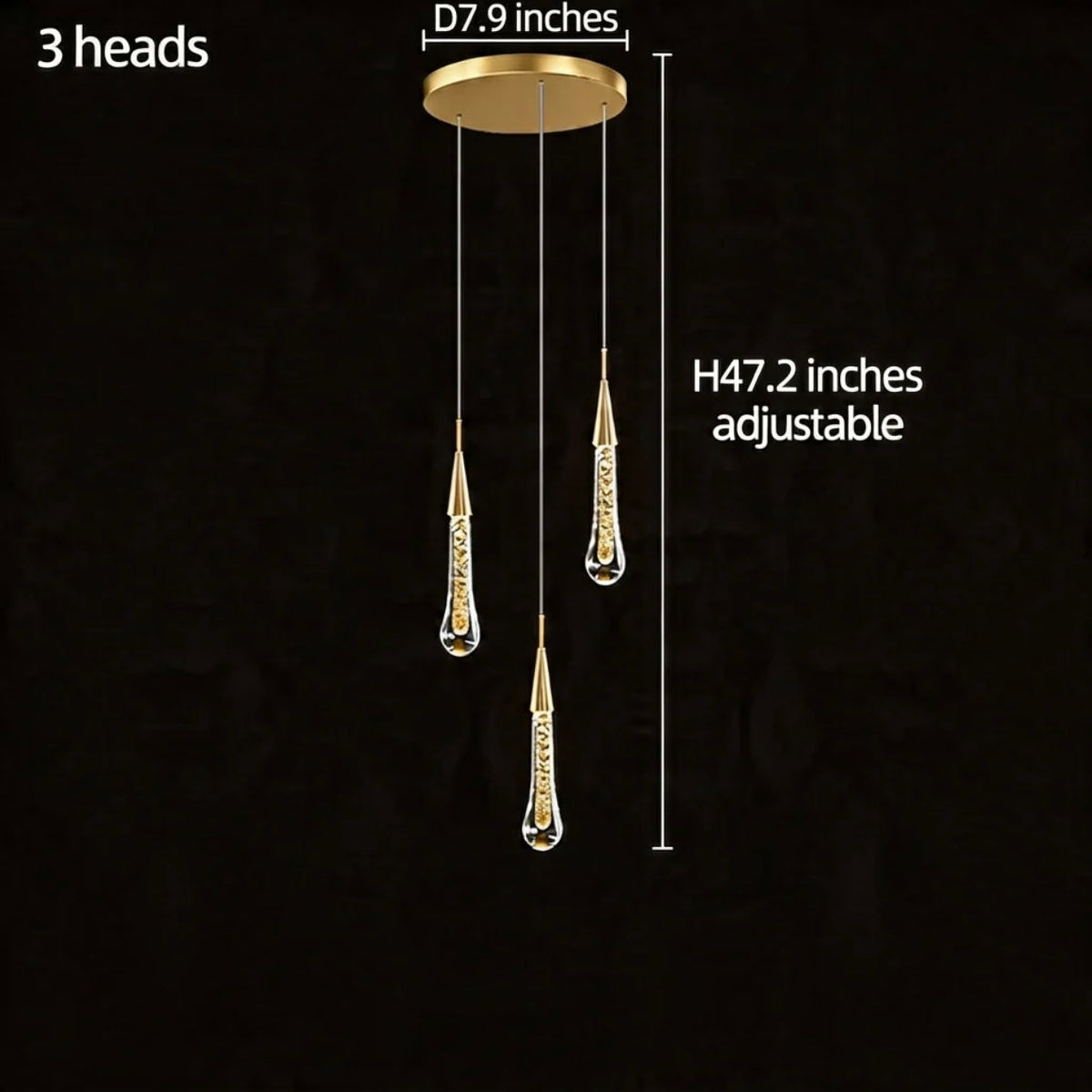 Modern Gold Chandelier Pendant Light Hanging Aluminum LED Fixture for Dining Room Illumination