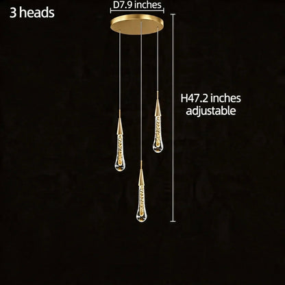 Modern Gold Chandelier Pendant Light Hanging Aluminum LED Fixture for Dining Room Illumination