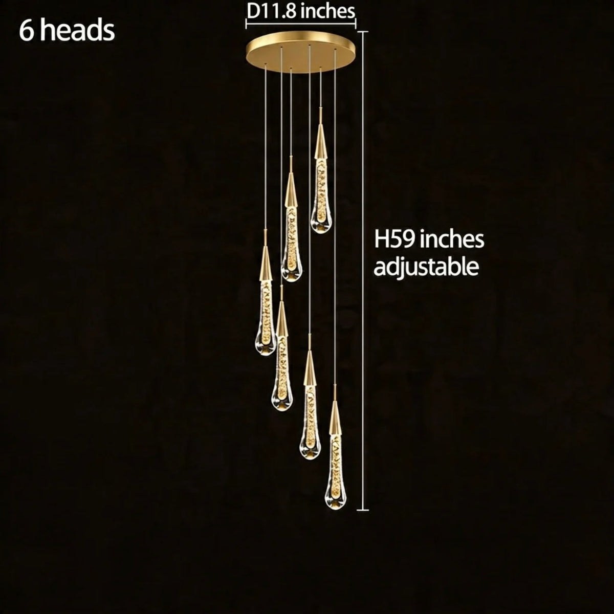 Modern Gold Chandelier Pendant Light Hanging Aluminum LED Fixture for Dining Room Illumination