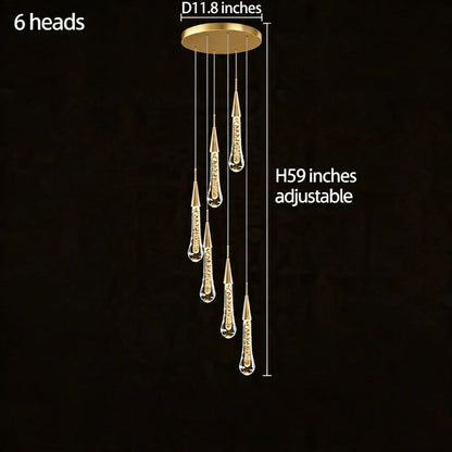 Modern Gold Chandelier Pendant Light Hanging Aluminum LED Fixture for Dining Room Illumination