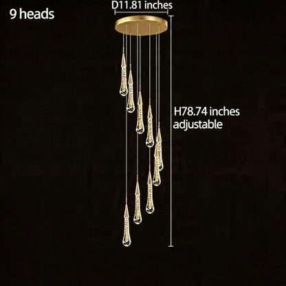 Modern Gold Chandelier Pendant Light Hanging Aluminum LED Fixture for Dining Room Illumination