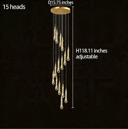 Modern Gold Chandelier Pendant Light Hanging Aluminum LED Fixture for Dining Room Illumination
