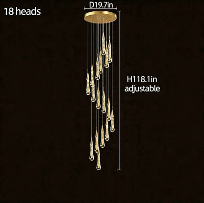 Modern Gold Chandelier Pendant Light Hanging Aluminum LED Fixture for Dining Room Illumination