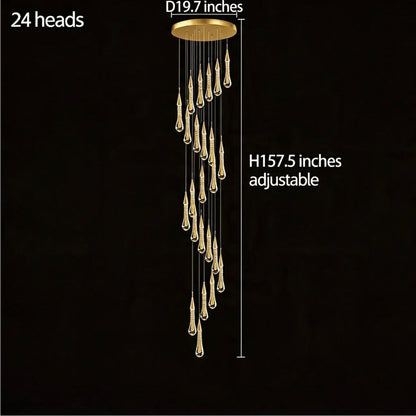 Modern Gold Chandelier Pendant Light Hanging Aluminum LED Fixture for Dining Room Illumination