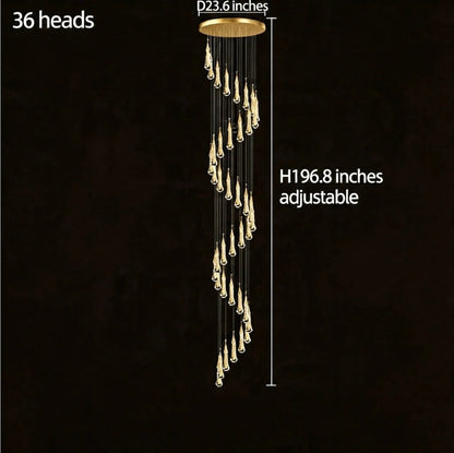 Modern Gold Chandelier Pendant Light Hanging Aluminum LED Fixture for Dining Room Illumination