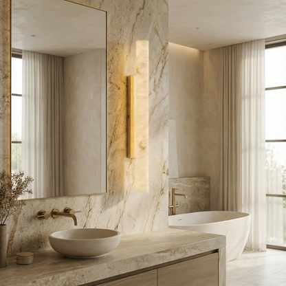 Solid Alabaster Grand Sconce