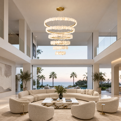 Spiral Alabaster Chandelier – Gold & White 4‑6 Layer Luxury Ceiling Light