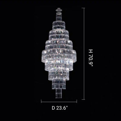 Stylish Foyer Hall Long Crystal Chandelier Large Staircase/ Entryway Decoration Ceiling Light Fixture