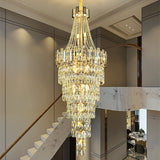 Stylish Foyer Long Staircase Chandelier Large Crystal Ceiling Lighting Fixture For Living Room Decoration