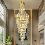 Stylish Foyer Long Staircase Chandelier Large Crystal Ceiling Lighting Fixture For Living Room Decoration