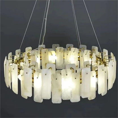 Abriel Modern Solid Brass Alabaster Round Chandelier