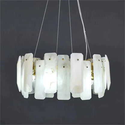 Abriel Modern Solid Brass Alabaster Round Chandelier