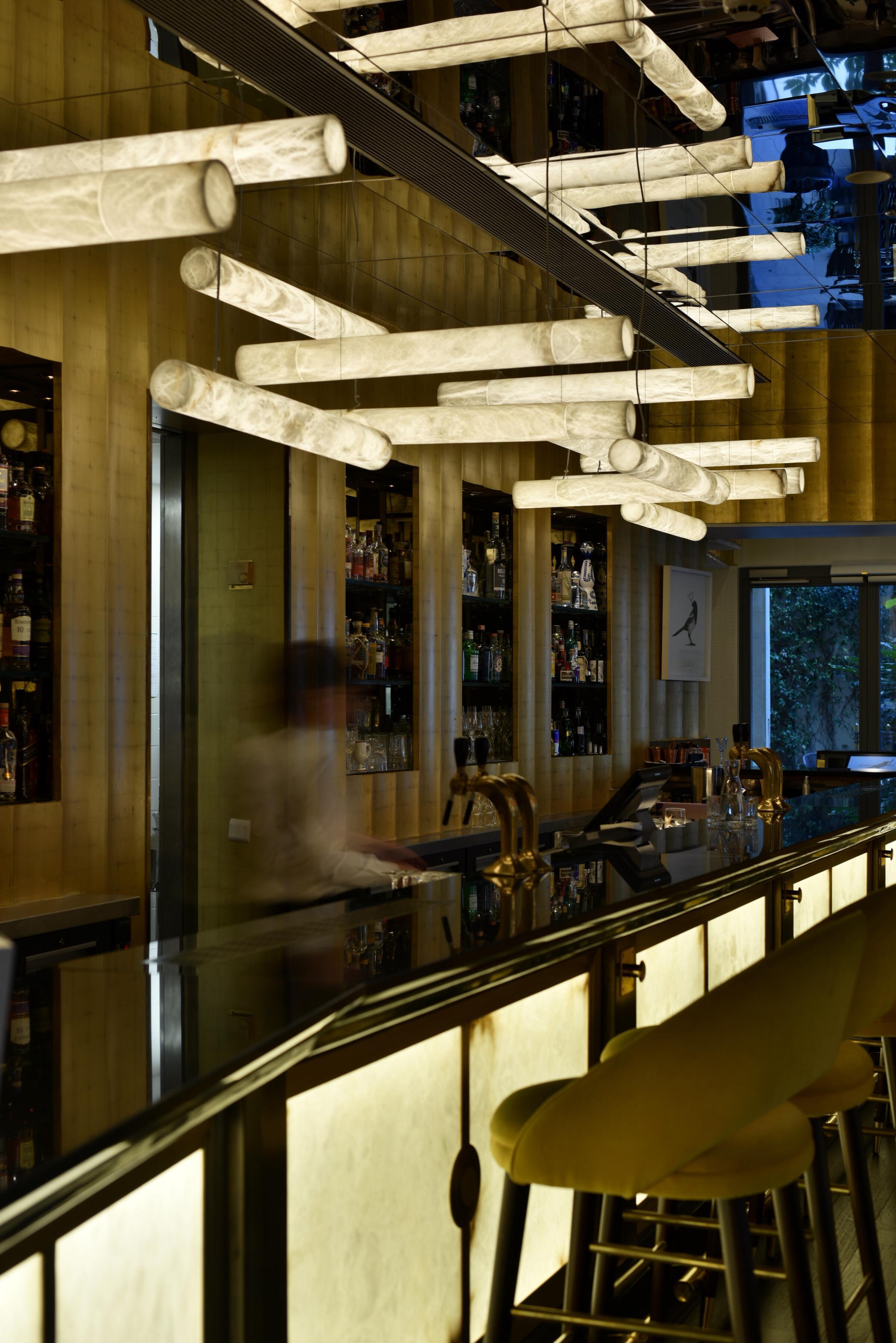Cylindrical Alabaster Linear Chandelier