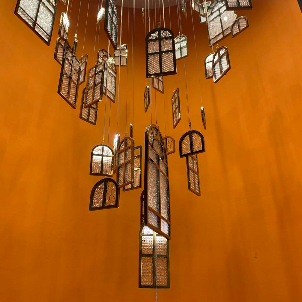 Modern Creative Round Floating Glass Windows Chandelier for Living Room/Hotel/Restaurant