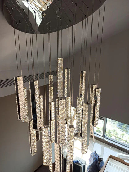 Extra Large Modern Spiral Crystal Ceiling Light Decoration for Staircase/ High Ceiling Living Room/ Hotel Lobby/ Hallway