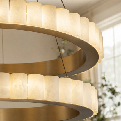 Griis Alabaster Double Ring Chandelier