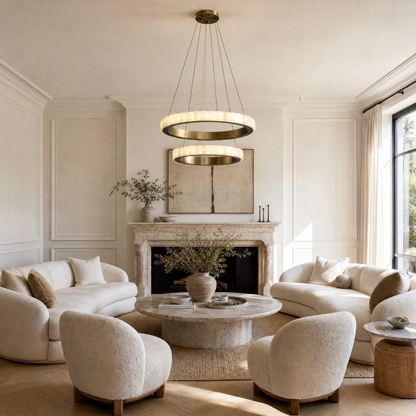 Griis Alabaster Double Ring Chandelier