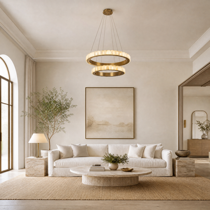 Griis Alabaster Double Ring Chandelier