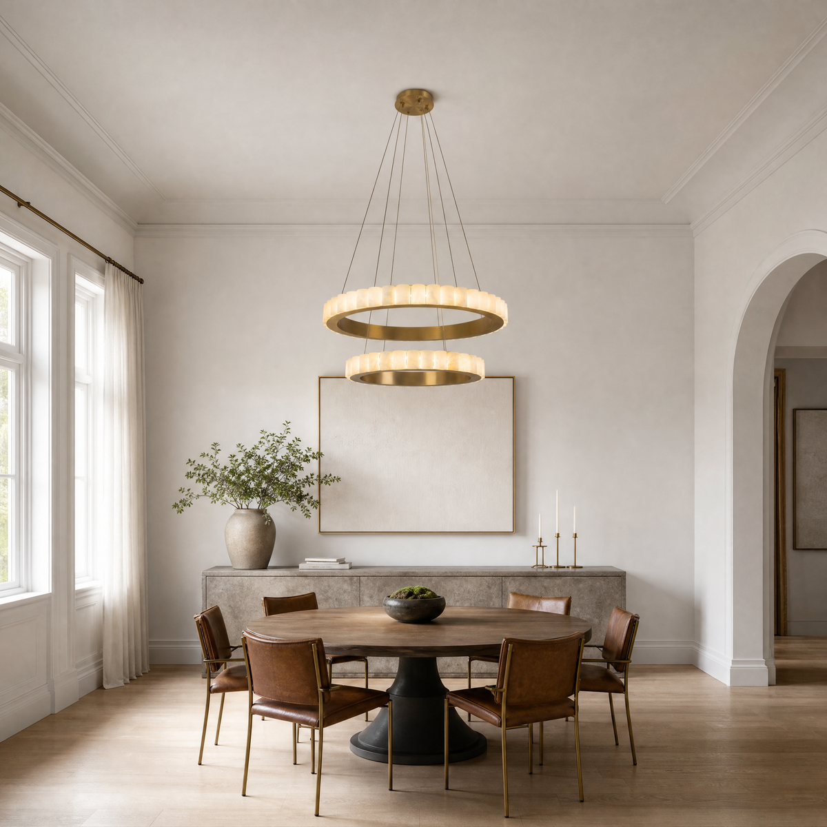 Griis Alabaster Double Ring Chandelier